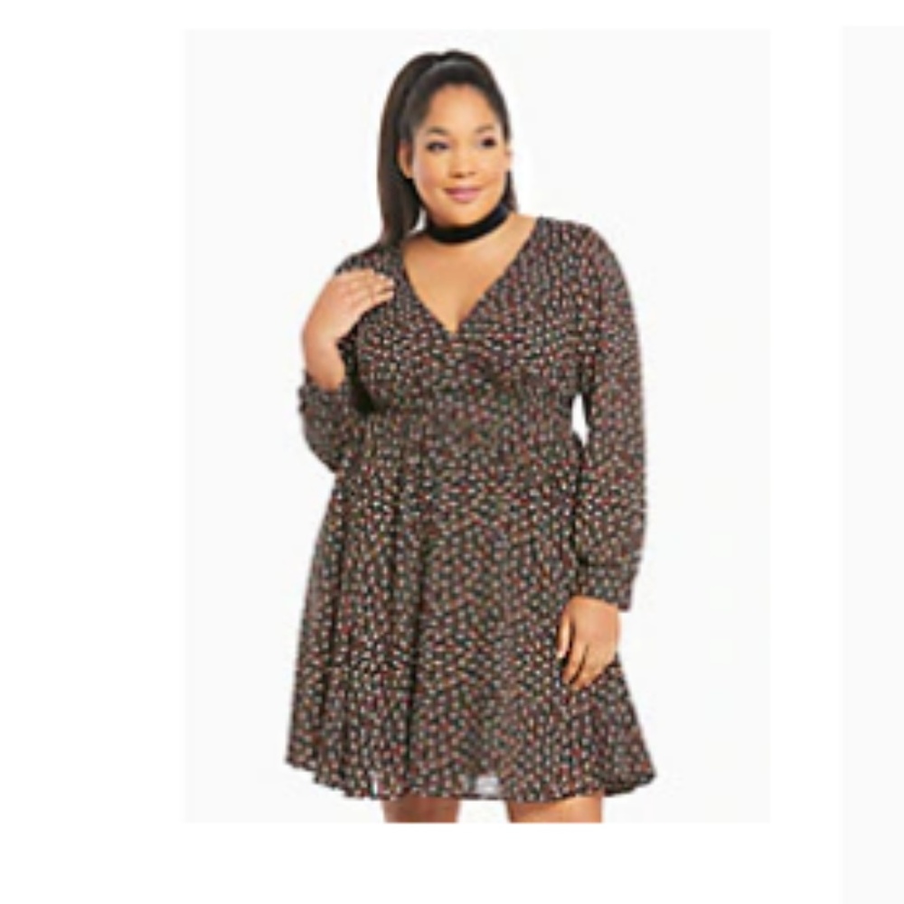 Torrid Womens Deep V Neck Georgette Skater Dress
